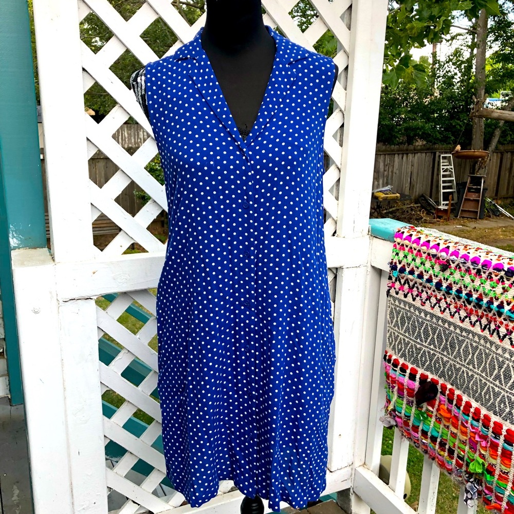 POPSUGAR Polka-Dot Button Down Shift w/ Pockets. Great Easy-Breezy Dress‼️🥰